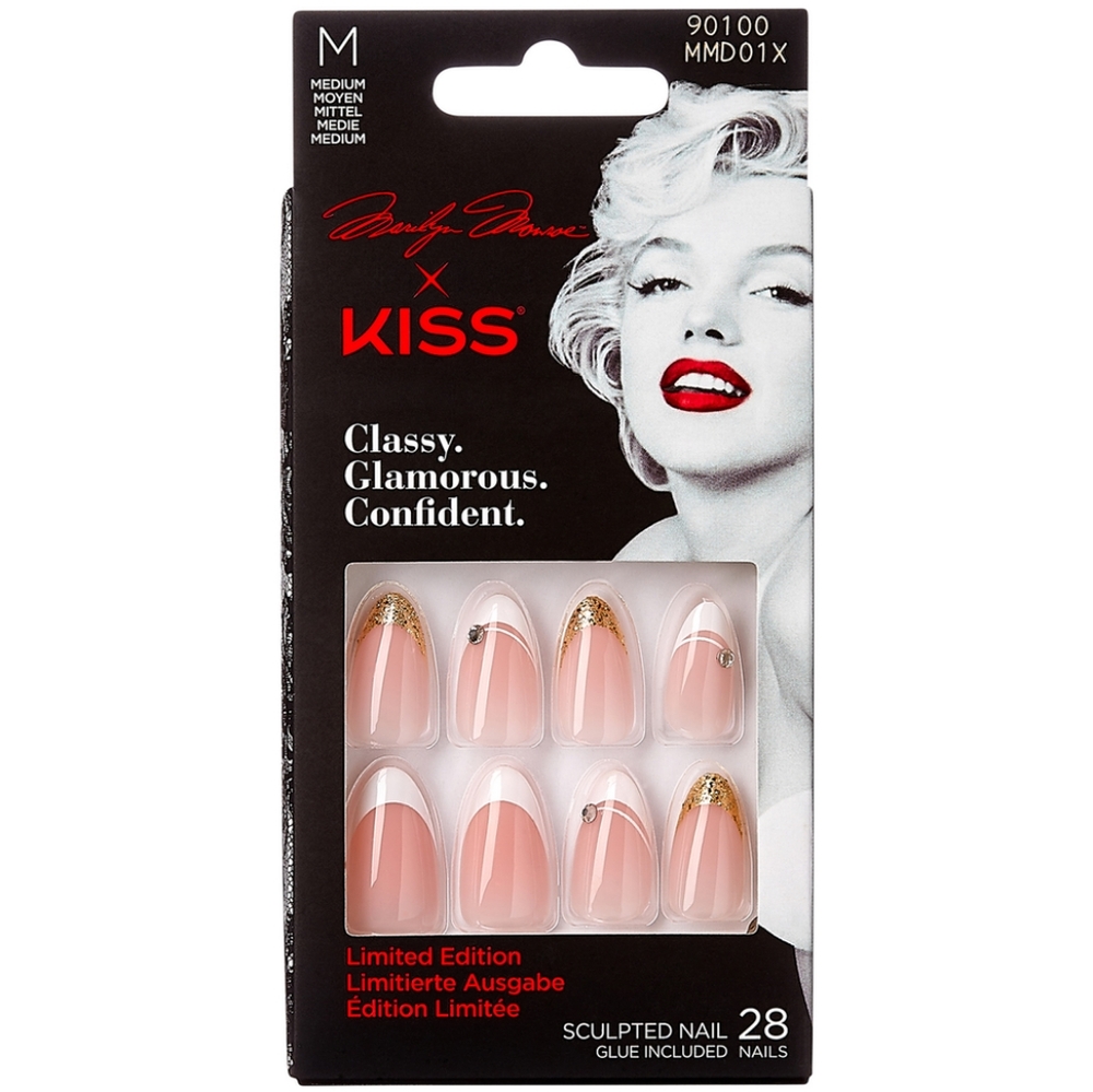 KISS x Marilyn Monroe Press-On Nails Elegant Medium Length Limited Edition